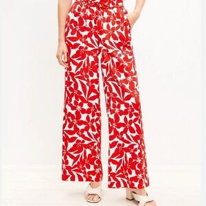 NWT Pull On Wide Leg Pants In Plumeria Twill